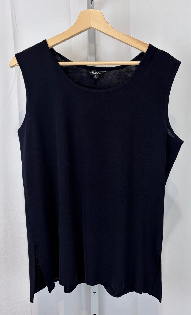 MISOOK Sleeveless Tank Top Sweater Shell Acrylic Blend Dark Navy Blue Size L